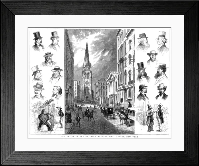 Framed Print : American businessmen and Wall Street, New York, USA, 1877 Framed Print : American businessmen and Wall Street, New York, USA, 1877