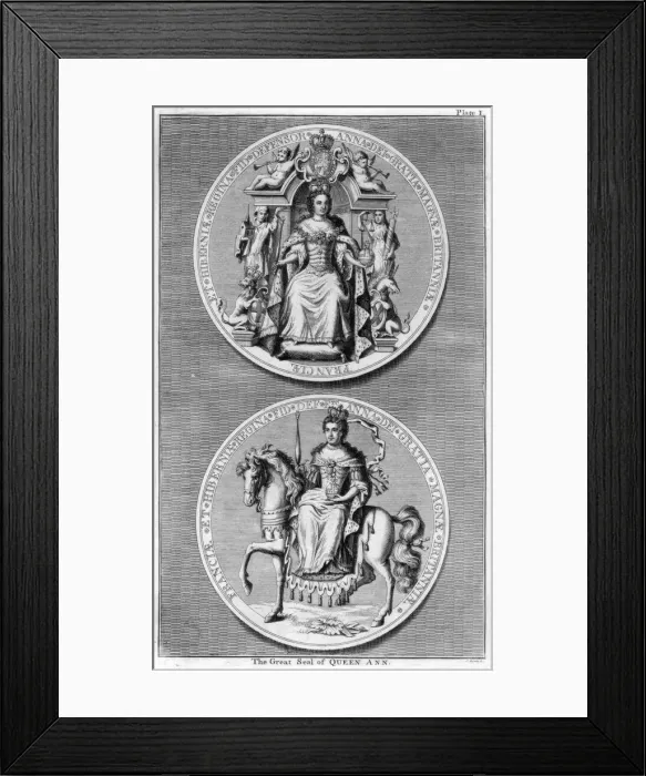 Framed Print : The great seal of Queen Anne of Great Britain. Artist: J Mynde Framed Print : The great seal of Queen Anne of Great Britain. Artist: J Mynde