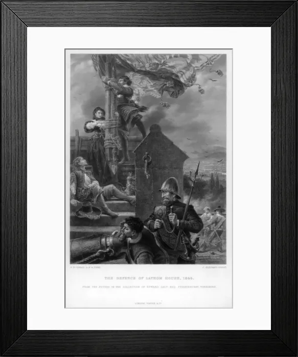 Framed Print : The Defence of Lathom House, 1644. Artist: J Godfrey Framed Print : The Defence of Lathom House, 1644. Artist: J Godfrey