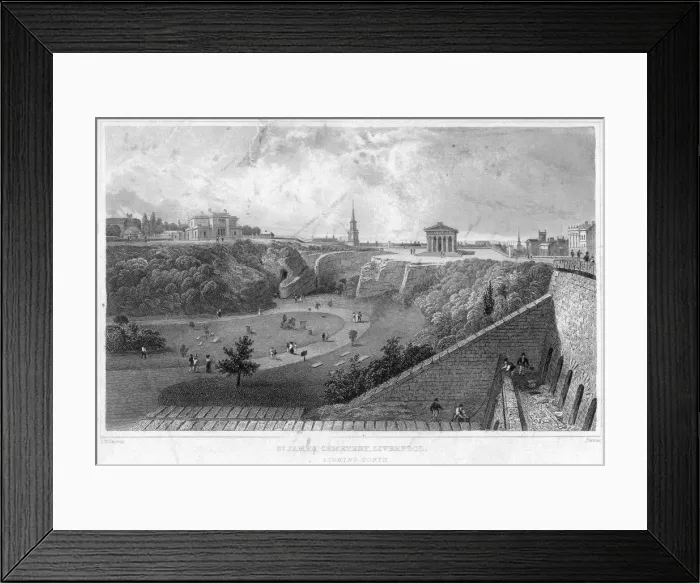 Framed Print : St James Cemetery, Liverpool, looking north, 19th century. Artist: Thomas Mann Baynes Framed Print : St James Cemetery, Liverpool, looking north, 19th century. Artist: Thomas Mann Baynes