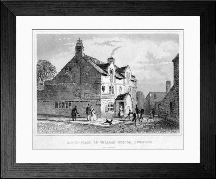 Framed Print : Birth-Place of William Roscoe, Liverpool, Lancashire, 19th century Framed Print : Birth-Place of William Roscoe, Liverpool, Lancashire, 19th century