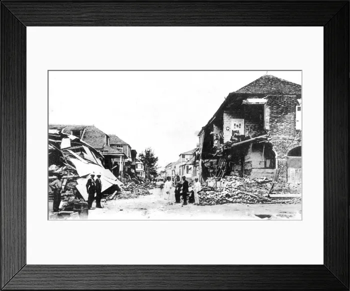 Framed Print : Earthquake damage, Duke Street, Kingston, Jamaica, 1907 Framed Print : Earthquake damage, Duke Street, Kingston, Jamaica, 1907