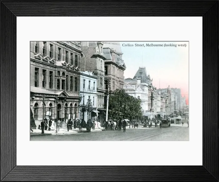 Framed Print : Looking west along Collins Street, Melbourne, Australia, 1912 Framed Print : Looking west along Collins Street, Melbourne, Australia, 1912
