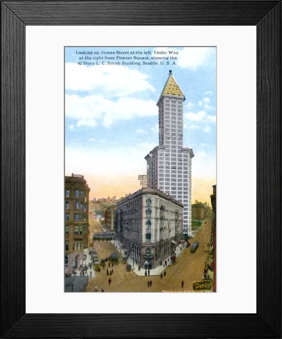 Framed Print : The L. C. Smith Tower, Seattle, U. S. A. c1910s. Artist: Curtis & Miller Framed Print : The L. C. Smith Tower, Seattle, U. S. A. c1910s. Artist: Curtis & Miller
