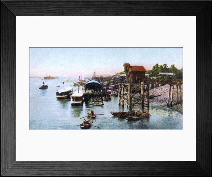 Framed Print : Rangoon Harbour, Myanmar, c1900s