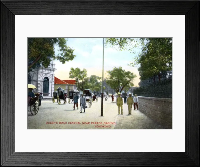 Framed Print : Queens Road Central, near the Parade Ground, Hong Kong, China, c1900s Framed Print : Queens Road Central, near the Parade Ground, Hong Kong, China, c1900s