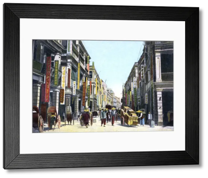 Framed Print : Queens Road Central, Hong Kong, China, c1900s Framed Print : Queens Road Central, Hong Kong, China, c1900s
