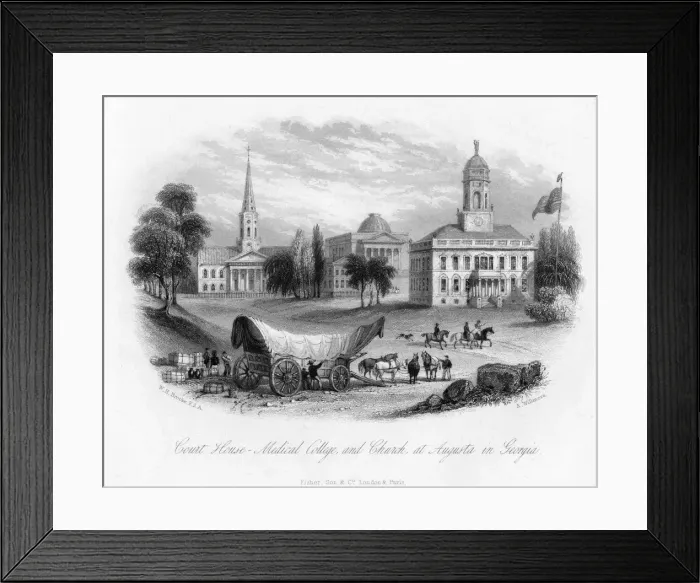 Framed Print : Court House - Medical College and Church, at Augusta in Georgia, 19th century Framed Print : Court House - Medical College and Church, at Augusta in Georgia, 19th century