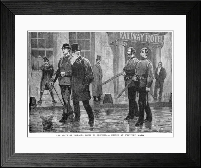 Framed Print : The State of Ireland: Going to Business - a Sketch at Westport, Mayo, 19th century Framed Print : The State of Ireland: Going to Business - a Sketch at Westport, Mayo, 19th century