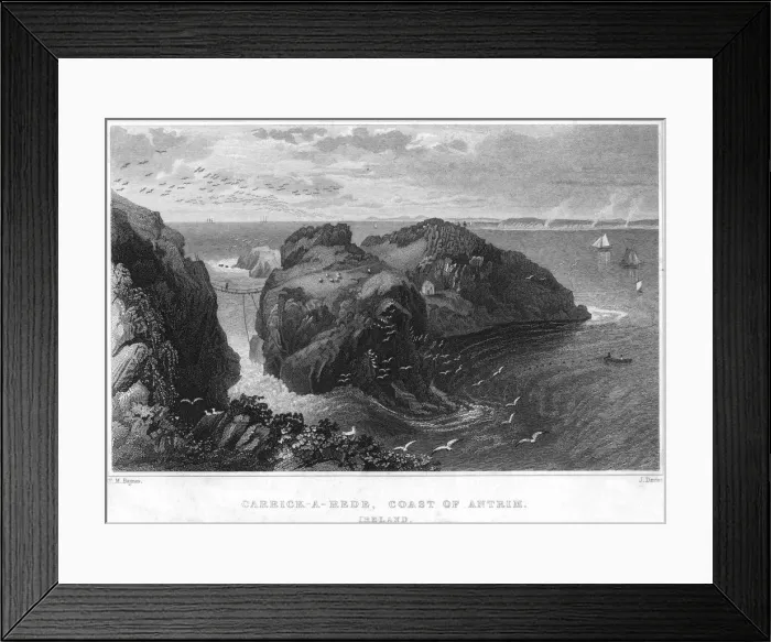 Framed Print : Carrick-A-Rede, Coast of Antrim, Ireland, 19th century