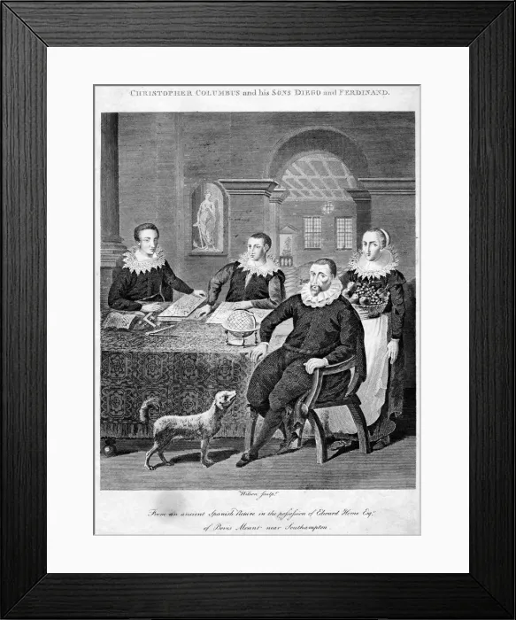 Framed Print : Christopher Columbus and his sons Diego and Ferdinand, 15th century Framed Print : Christopher Columbus and his sons Diego and Ferdinand, 15th century