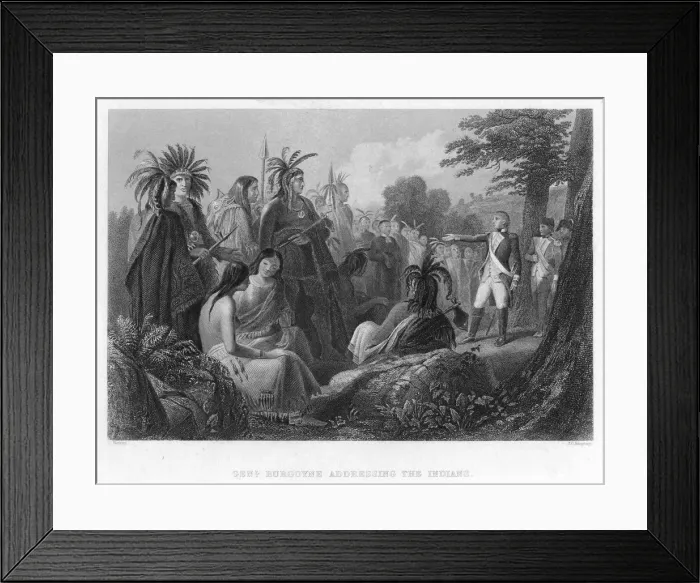 Framed Print : General Burgoyne Addressing the Indians, c18th century. Artist: H Warren Framed Print : General Burgoyne Addressing the Indians, c18th century. Artist: H Warren