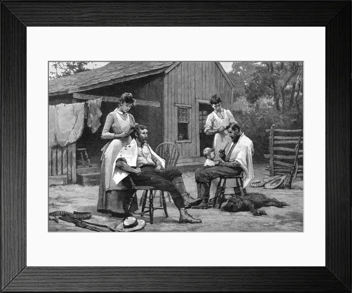 Framed Print : One of a Ladys Duties - Hair Cutting En Famille, 1889 Framed Print : One of a Ladys Duties - Hair Cutting En Famille, 1889