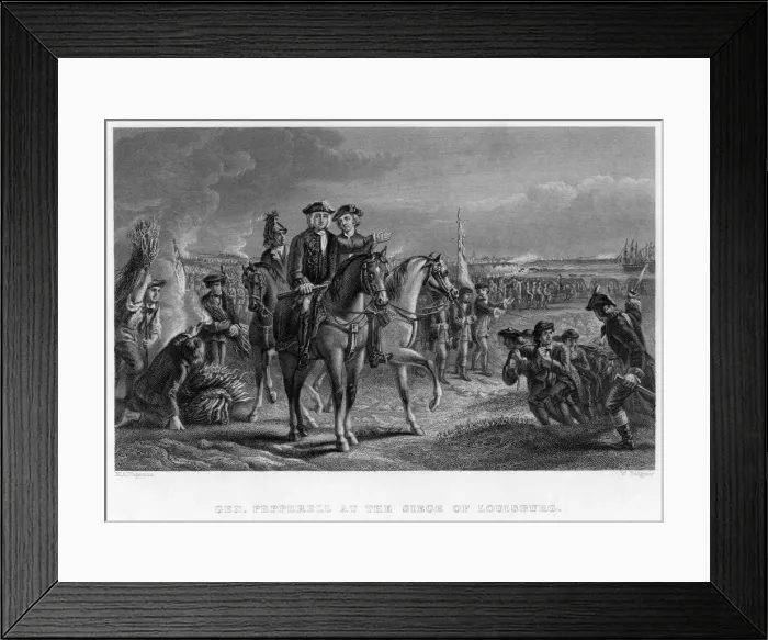 Framed Print : General Pepperell at the Siege of Louisburg, Canada, 18th century. Artist: W Ridgeway