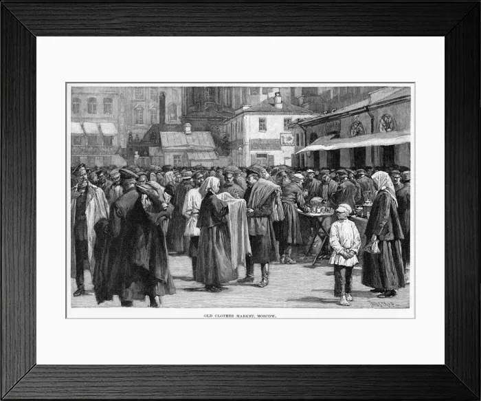 Framed Print : Old Clothes Market, Moscow, c19th century Framed Print : Old Clothes Market, Moscow, c19th century