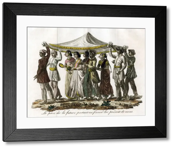 Framed Print : Indian wedding procession, c19th century Framed Print : Indian wedding procession, c19th century