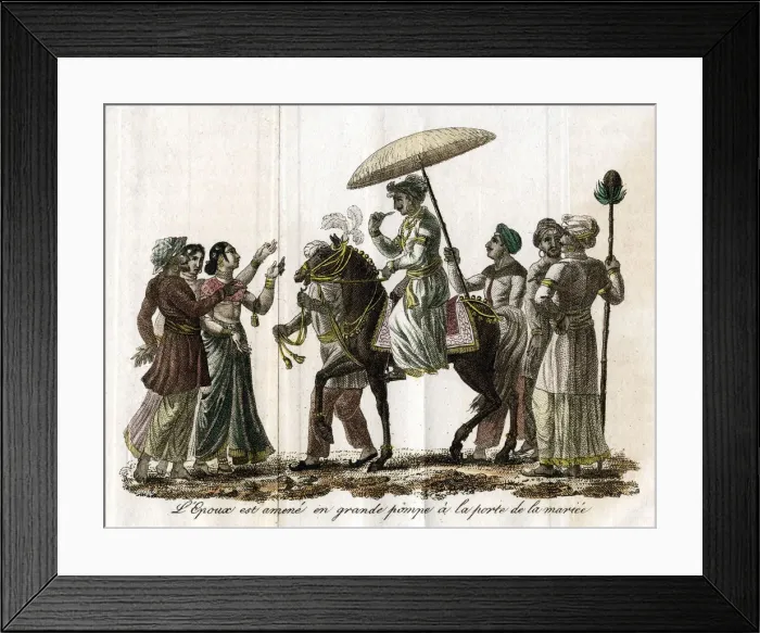 Framed Print : Indian wedding procession, c19th century Framed Print : Indian wedding procession, c19th century