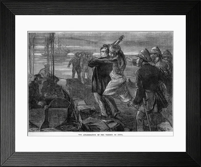 Framed Print : The Assassination of the Viceroy of India, c19th century Framed Print : The Assassination of the Viceroy of India, c19th century