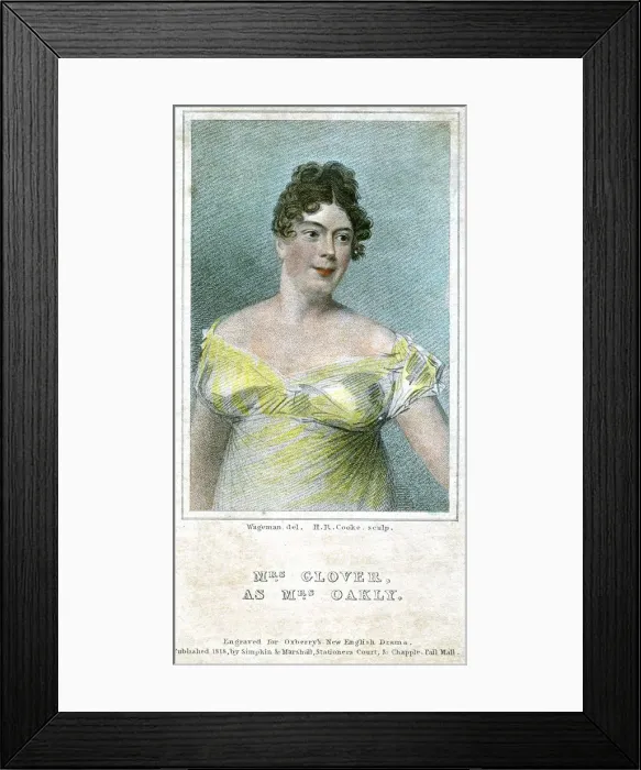 Framed Print : Mrs Clover, as Mrs Oakly, 1818Artist: Thomas Charles Wageman Framed Print : Mrs Clover, as Mrs Oakly, 1818Artist: Thomas Charles Wageman