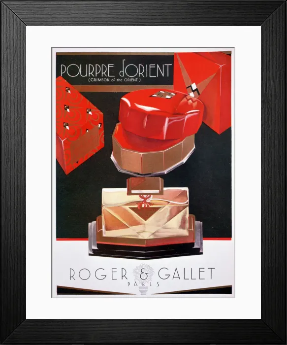 Framed Print : Advert for Pourpre d Orient (Crimson of the Orient), perfume by Roger and Gallet, 1930 Framed Print : Advert for Pourpre d Orient (Crimson of the Orient), perfume by Roger and Gallet, 1930