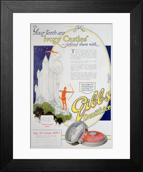 Framed Print : Advert for Gibbs Solid Dentifrice, 1922 Framed Print : Advert for Gibbs Solid Dentifrice, 1922