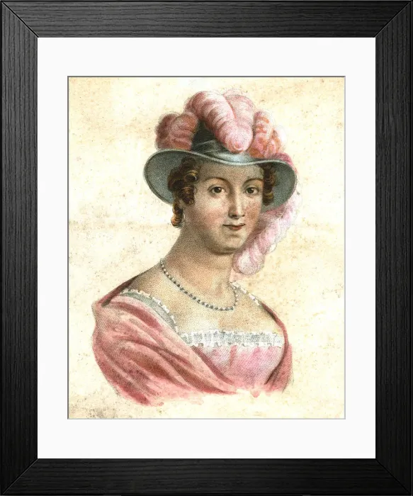 Framed Print : Portrait of a woman in a feathered hat, c1750-1850 Framed Print : Portrait of a woman in a feathered hat, c1750-1850
