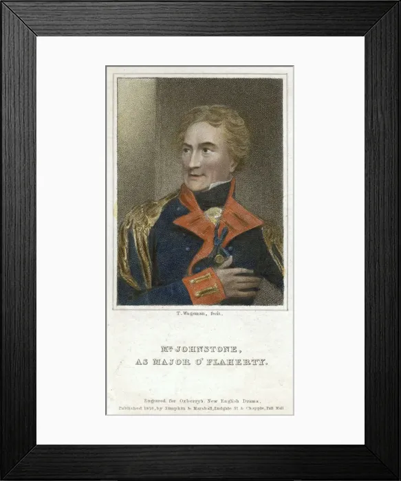Framed Print : Mr Johnstone as Major O Flaherty, 1818. Artist: Thomas Charles Wageman Framed Print : Mr Johnstone as Major O Flaherty, 1818. Artist: Thomas Charles Wageman