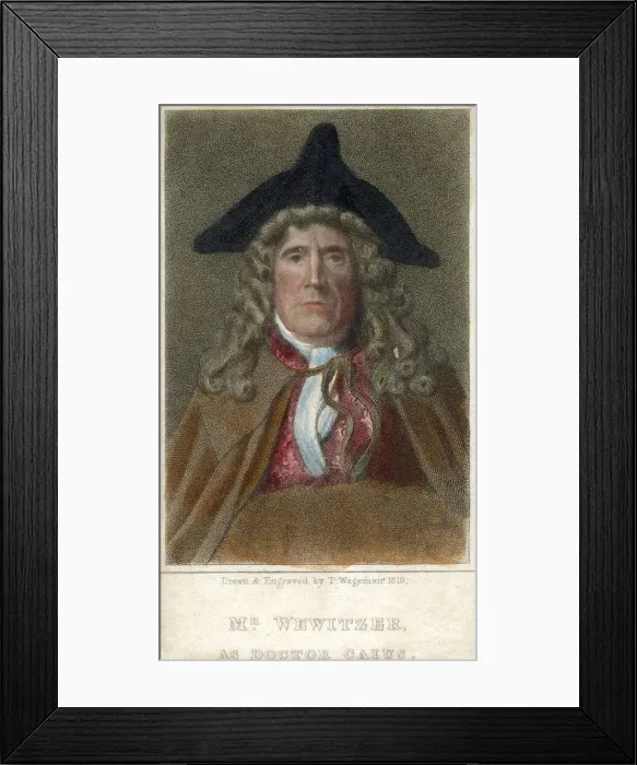 Framed Print : Mr Wewitzer as Doctor Caius, 1819. Artist: Thomas Charles Wageman Framed Print : Mr Wewitzer as Doctor Caius, 1819. Artist: Thomas Charles Wageman