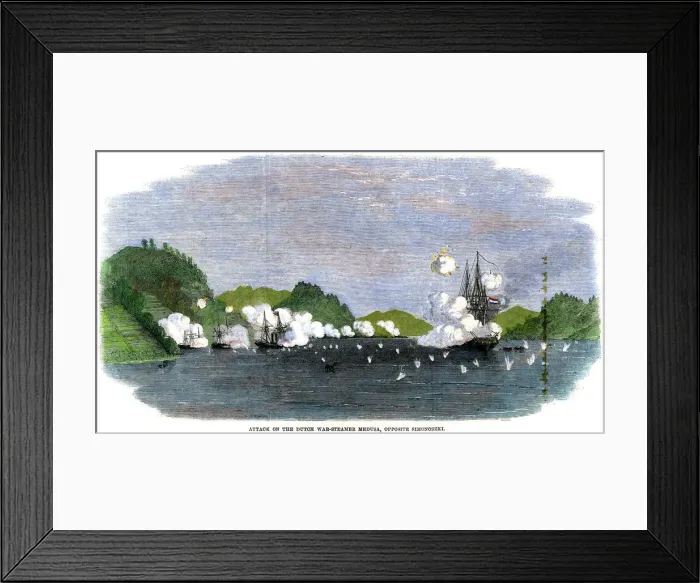 Framed Print : Attack on the Dutch war-steamer Medusa, opposite Simonoseki, Japan, 1863 Framed Print : Attack on the Dutch war-steamer Medusa, opposite Simonoseki, Japan, 1863