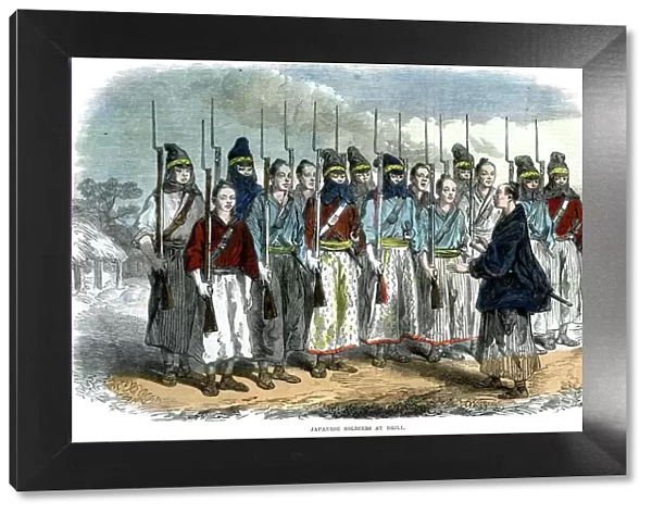 Japanese soldiers at drill, 1864