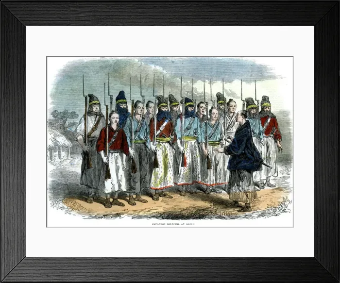Framed Print : Japanese soldiers at drill, 1864 Framed Print : Japanese soldiers at drill, 1864
