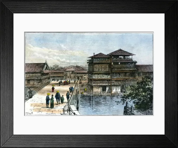 Framed Print : Yebisu Bashi, Osaka, Japan, 1891. Artist: A Forsyth Framed Print : Yebisu Bashi, Osaka, Japan, 1891. Artist: A Forsyth