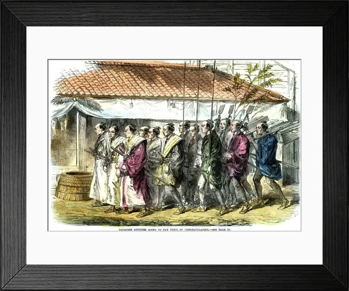 Framed Print : Japanese officers going to pay visits of congratulation, Japan, 1865 Framed Print : Japanese officers going to pay visits of congratulation, Japan, 1865