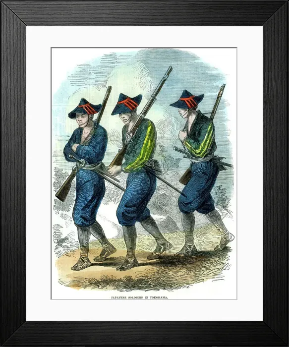 Framed Print : Japanese soldiers in Yokohama, Japan, 1865 Framed Print : Japanese soldiers in Yokohama, Japan, 1865
