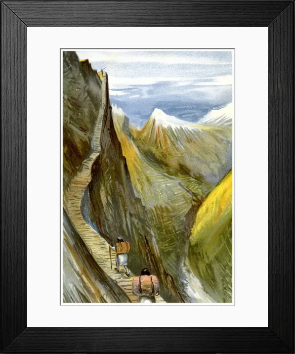 Framed Print : The Nerpani track, Tibet, 1898. Artist: FA Brockhaus Framed Print : The Nerpani track, Tibet, 1898. Artist: FA Brockhaus