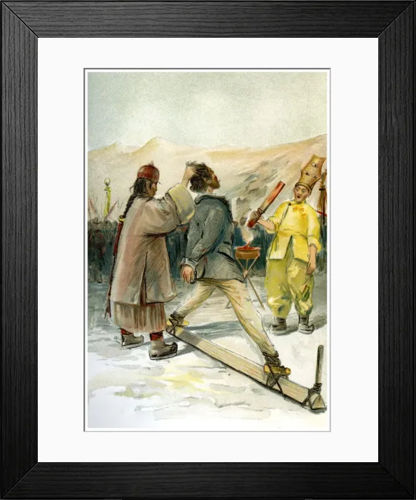 Framed Print : The hot iron torture, 1898. Artist: FA Brockhaus Framed Print : The hot iron torture, 1898. Artist: FA Brockhaus