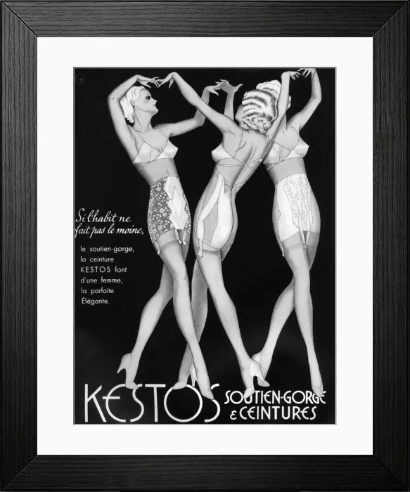 Framed Print : An advertisement for Kestos lingerie, 1938 Framed Print : An advertisement for Kestos lingerie, 1938