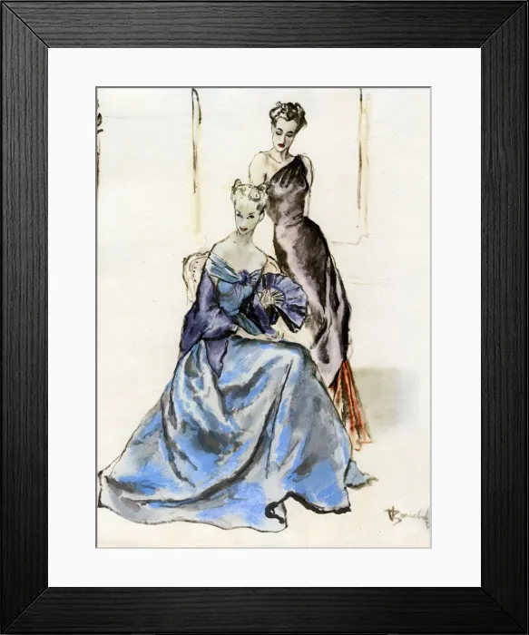Framed Print : French fashions of the 20th century, 1938. Artist: Rene Robert Bouche Framed Print : French fashions of the 20th century, 1938. Artist: Rene Robert Bouche