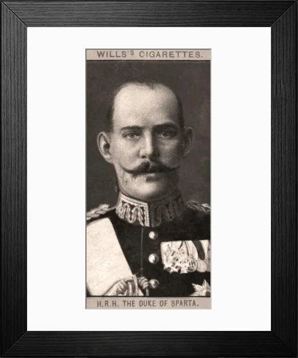 Framed Print : H. R. H The Duke of Sparta, 1908. Artist: WD & HO Wills Framed Print : H. R. H The Duke of Sparta, 1908. Artist: WD & HO Wills