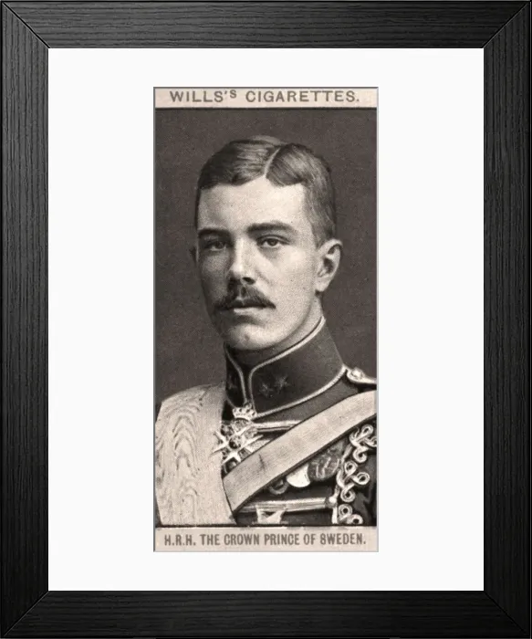 Framed Print : H. R. H The Crown Prince of Sweden, 1908. Artist: WD & HO Wills Framed Print : H. R. H The Crown Prince of Sweden, 1908. Artist: WD & HO Wills