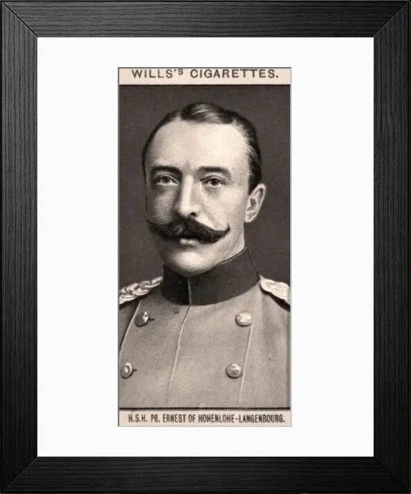 Framed Print : H. S. H, PR. Ernest of Hohenlohe-Langenbourg, 1908. Artist: WD & HO Wills Framed Print : H. S. H, PR. Ernest of Hohenlohe-Langenbourg, 1908. Artist: WD & HO Wills