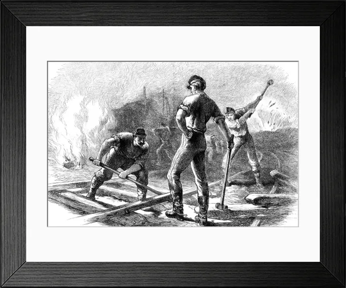 Framed Print : Troops tearing up a railway, American Civil War, 1861-1865 (c1880) Framed Print : Troops tearing up a railway, American Civil War, 1861-1865 (c1880)