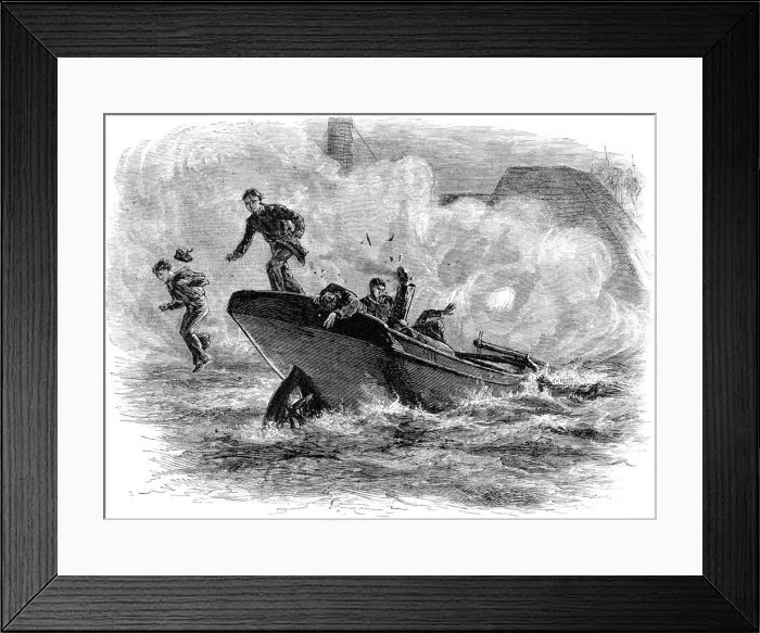 Framed Print : Lieutenant Cushings attack on the Albemarle, c1880 Framed Print : Lieutenant Cushings attack on the Albemarle, c1880