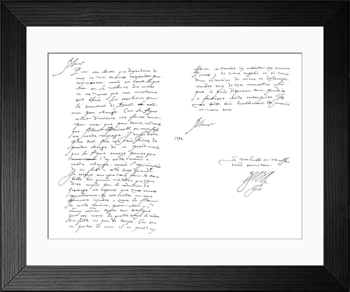 Framed Print : Letter by Robert Devereux, Earl of Essex, to Maurice, Prince of Orange, 1594 (1865). Artist: Frederick George Netherclift Framed Print : Letter by Robert Devereux, Earl of Essex, to Maurice, Prince of Orange, 1594 (1865). Artist: Frederick George Netherclift