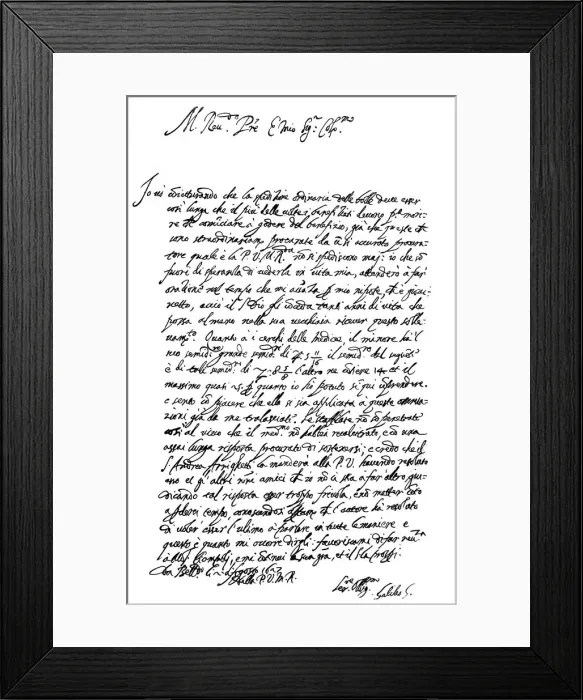 Framed Print : Letter by Galileo Galilei, 1627 (1865). Artist: Frederick George Netherclift Framed Print : Letter by Galileo Galilei, 1627 (1865). Artist: Frederick George Netherclift