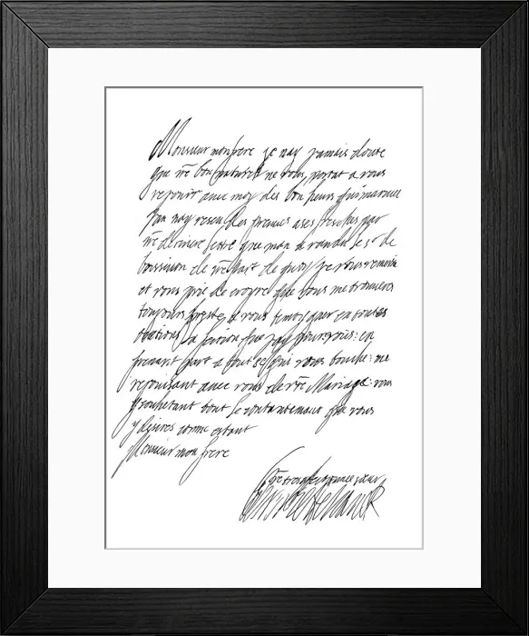 Framed Print : Letter by Henrietta Maria, Queen of Charles I, 17th century (1865). Artist: Frederick George Netherclift Framed Print : Letter by Henrietta Maria, Queen of Charles I, 17th century (1865). Artist: Frederick George Netherclift