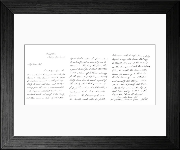 Framed Print : Letter by William Pitt to the Duke of Portland, 1796 (1865). Artist: Frederick George Netherclift Framed Print : Letter by William Pitt to the Duke of Portland, 1796 (1865). Artist: Frederick George Netherclift