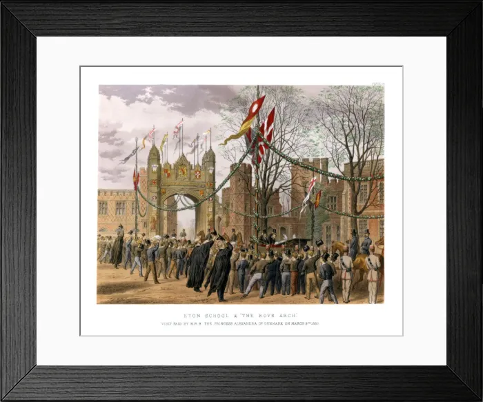 Framed Print : Eton School & The Boys Arch, c19th century Framed Print : Eton School & The Boys Arch, c19th century