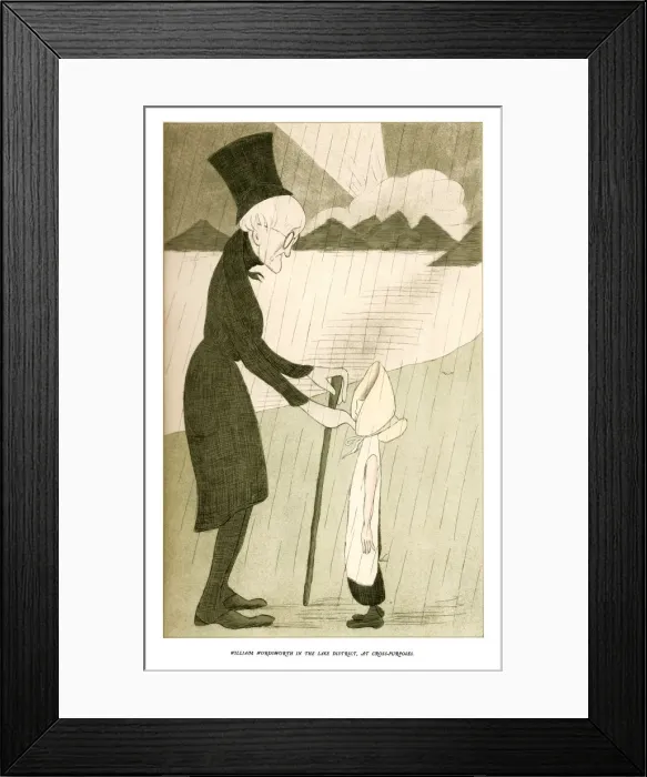 Framed Print : William Wordsworth in the Lake District, at Cross-Purposes, 1904. Artist: Max Beerbohm Framed Print : William Wordsworth in the Lake District, at Cross-Purposes, 1904. Artist: Max Beerbohm