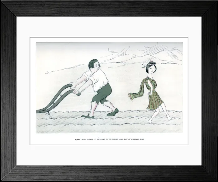 Framed Print : Robert Burns, Having set his hand to the plough, looks back at Highland Mary, 1904. Artist: Max Beerbohm Framed Print : Robert Burns, Having set his hand to the plough, looks back at Highland Mary, 1904. Artist: Max Beerbohm